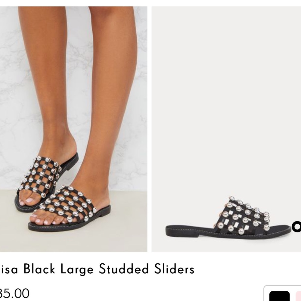 Black studded slide sandals